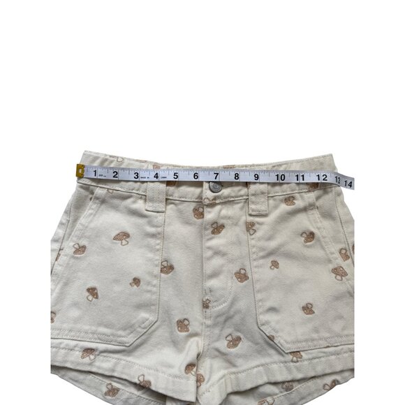 PacSun Womens Shorts Mushroom Print Demin Cream Brown Size XS - Picture 4 of 7